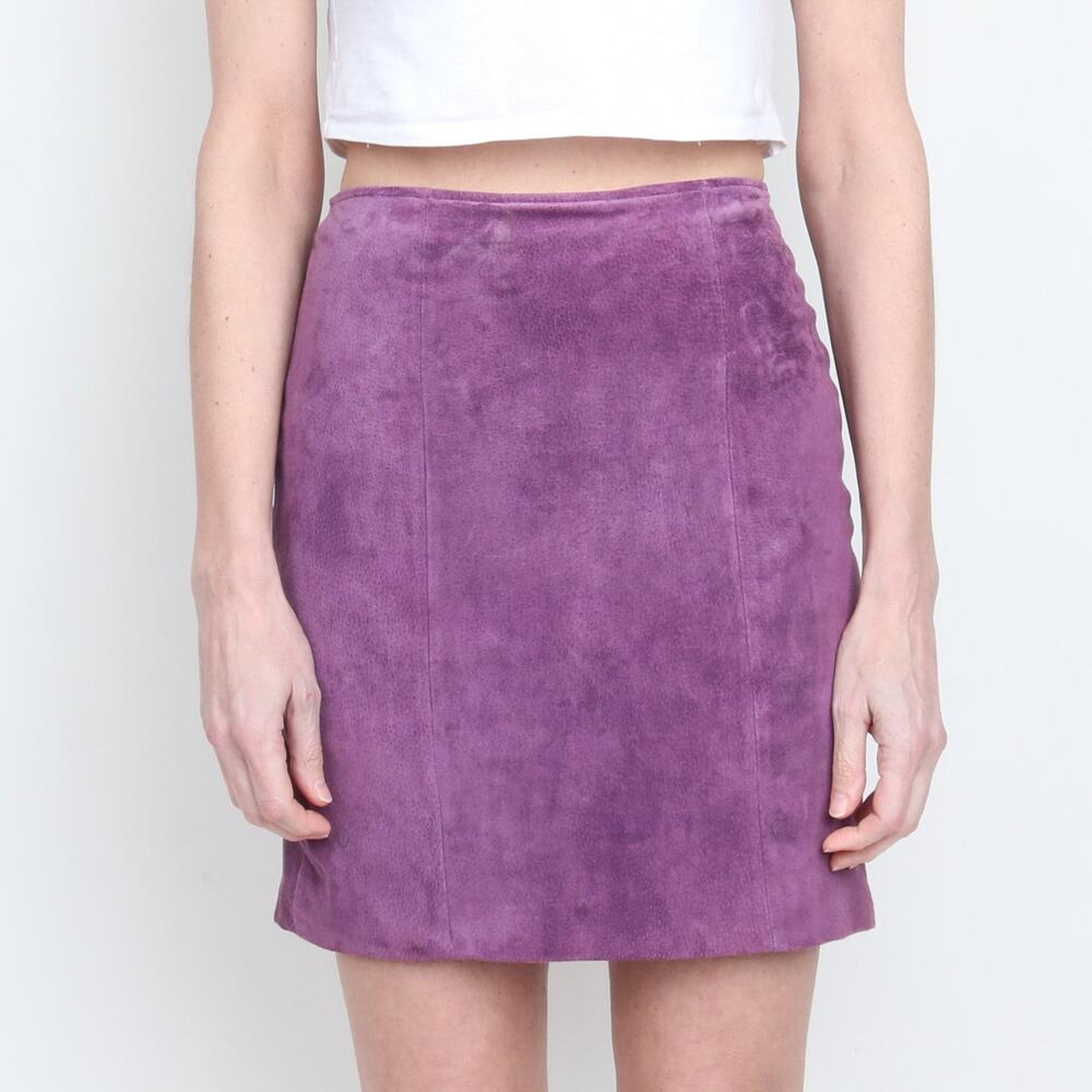 Vintage 80s Wilson's W Leather Purple Suede Mini Skirt Size S